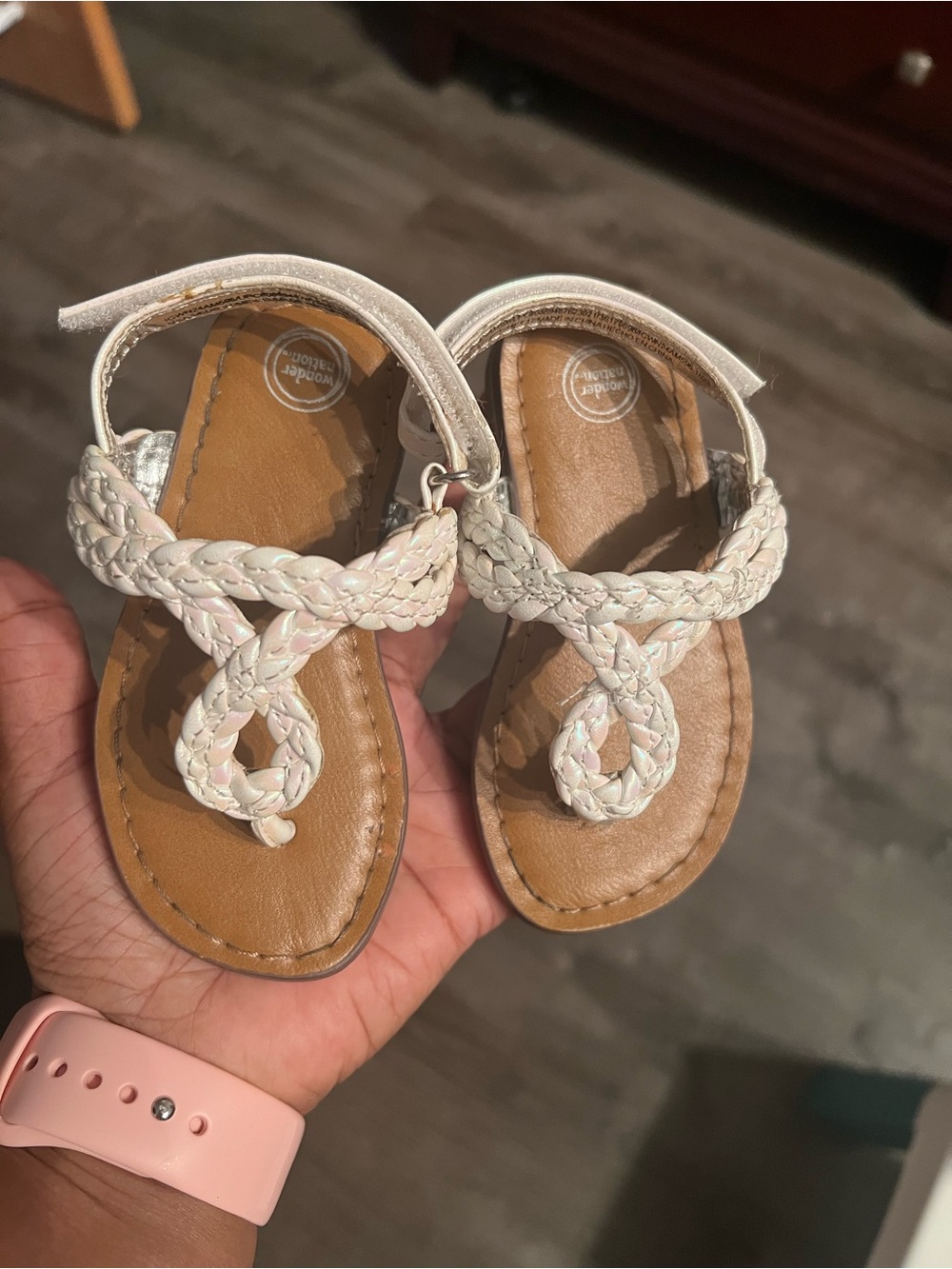 Wonder Nation Toddler Braided White Sandals - 5c